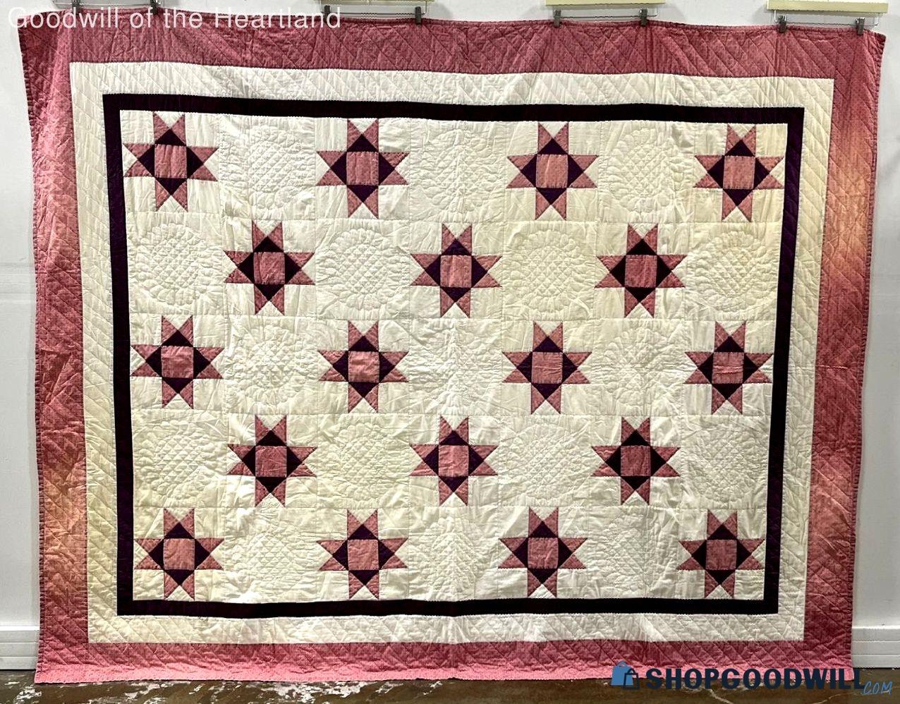 Vintage Patch Quilt With Star & Sunflower Pattern Hand Quilted By ...