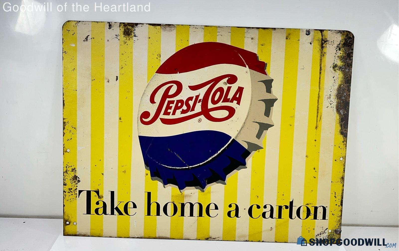 Antique Pepsi Cola Metal Advertising Sign | ShopGoodwill.com