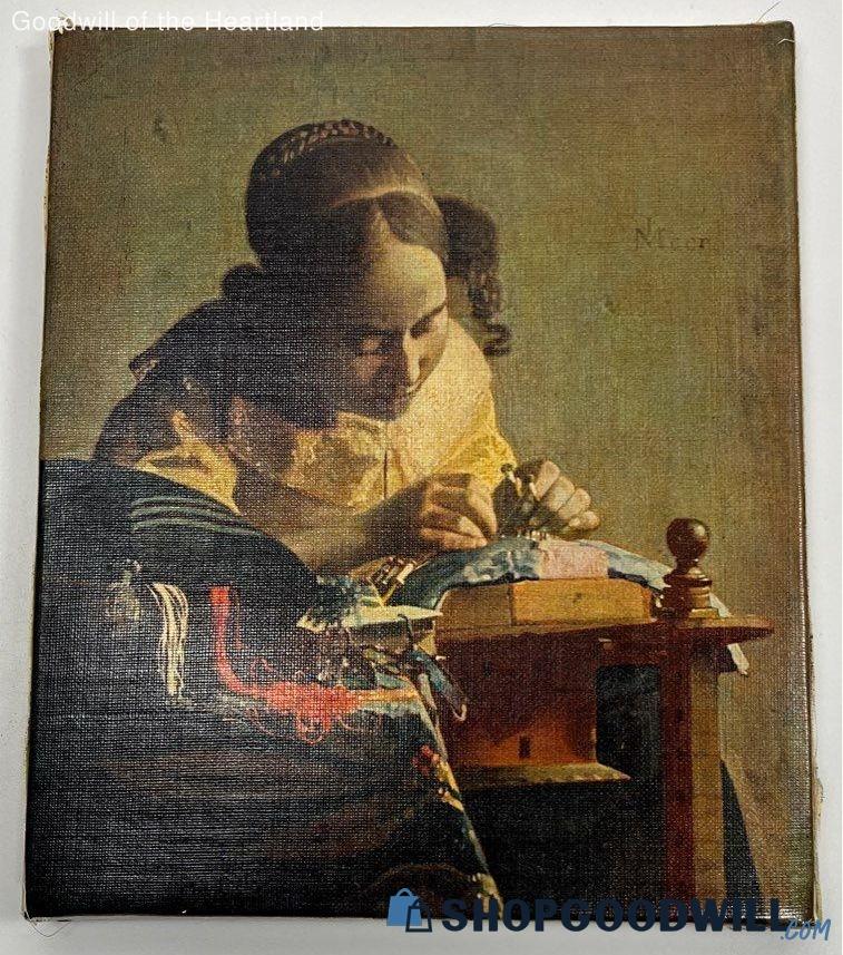 Vintage Vermeer The Lacemaker Print On Canvas ShopGoodwill Com   B6f4bce2 2e6a 4c7a 8010 Cf568c1485acdina 06251 