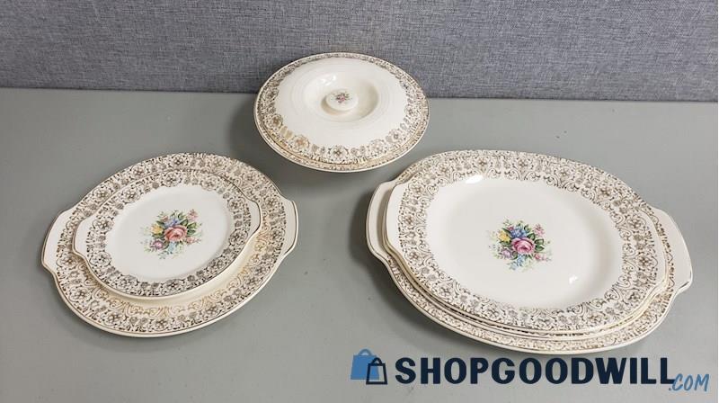 Limoges Triumph Rosalie Gold Serving Bowl W/ Lid & Trays | ShopGoodwill.com