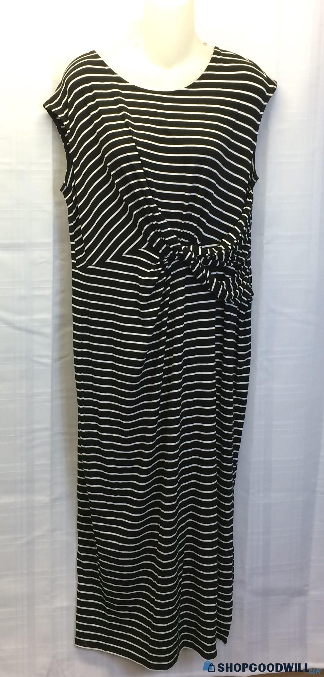 New TOMMY HILFIGER Black White Stripe Dress Sz.XL - shopgoodwill.com