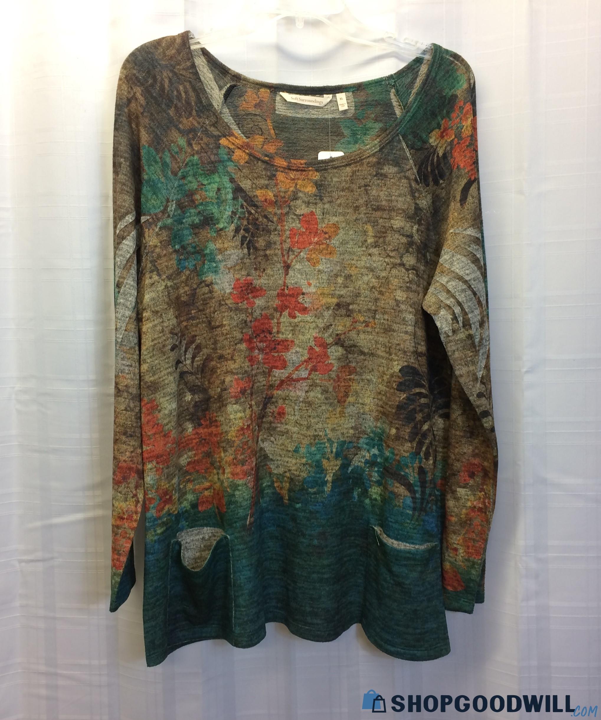 New SOFT SURROUNDINGS Teal Multi Top Sz.XL - shopgoodwill.com