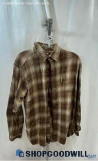 Columbia Men's Brown/White Long Sleeve Button Up Flannel - Sz M