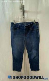 Chico's Women's Dark Blue Slimming Girlfriend Cropped Jeans - Sz S