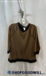 Chico's Women's Brown Quarter Sleeve Shirt - Sz M