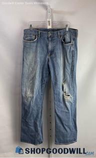 Lucky Brand Men's VTG Weathered Blue Distressed Straight Jeans - Sz 36