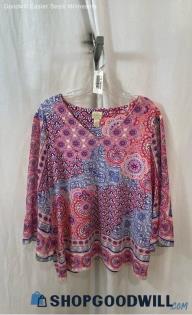 Chico's Women's Multicolored Light V-Neck Blouse - Sz L