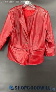 Women's Brick Red Faux leather jacket