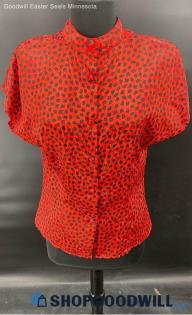 Nicole Blake Petites Women's Red & Black SS Polyester shirt - Sz 12