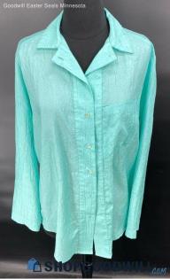 Eva Women's Mint Green LS Crinkle Shirt - Sz 9/10