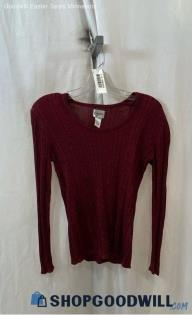 Chico's Women's Burgendy Long Sleeve Shirt - Sz L