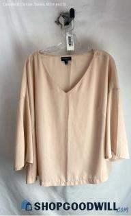 Lane Bryant Women's Pale Blush Long Sleeve V Neck Blouse - Sz 16