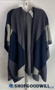 Chico's Women's Navy Blue/Gray Slip On Cardigan - Sz S/M