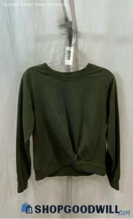 Michael Kors Women's Army Green Front Twist Long Sleeve Shirt - Sz S