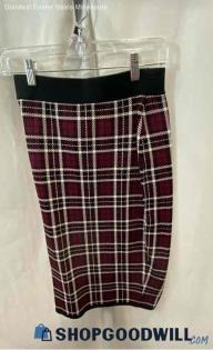 Michael Kors Women's Plaid Black/Purple Long Pencil Skirt - Sz XS