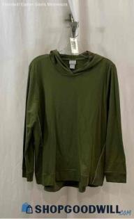 Chico's Women's Olive Green Pullover Hoodie - Sz 12