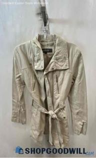 Kenneth Cole Reaction Women's Beige Leather Jacket w/ belt - Sz S