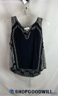 Lucky Brand Women's Black/Gray Paisley Pattern Tank Blouse - Sz L