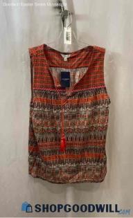 NWT Lucky Brand Women's Orange Pattern Tank Blouse - Sz L