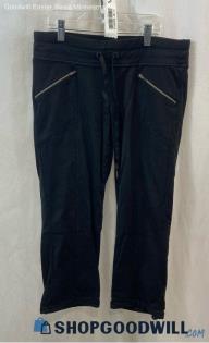 Athleta Women's Black Pull On Drawstring Zipper Pocket Capri Pants - Sz S