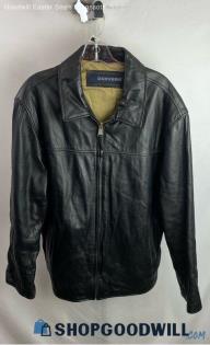 Dockers Men's Black Leather Moto Jacket - Sz L