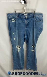 Lane Bryant Women's Lightwash Ripped Straight Leg Jean - Sz 24S