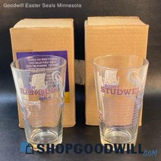 2pc Minnesota Vikings Football Cups John Randle & Scott Studwell Glass Set