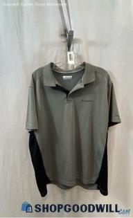 Columbia Men's Gray w/Black Polyester Short Sleeve Shirt - Sz XL