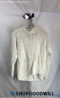 Field Gear Women's White Knit w/ Bead Detail Ramie Sweater - Sz S