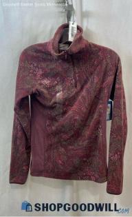 NWT Columbia Women's Burgundy patterned Fleece 1/4 Zip Long Sleeve - Sz XS