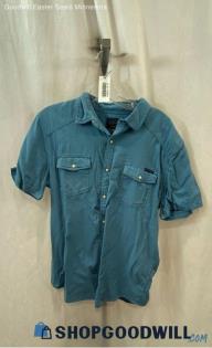 NWT Lucky Brand Women's Blue Snap Button Shirt - Sz M