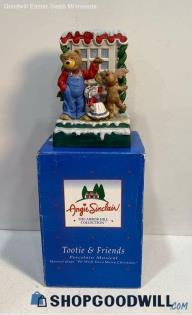 Annie Sinclair Tootie Friends Christmas Holiday Music Box Bear Moose Doll Works