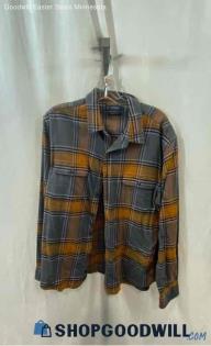 Lucky Brand Men's Plaid Brown/Gray Button Up Flannel - Sz L