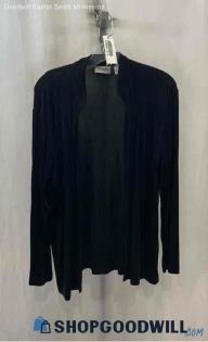 Chico's Women's Black Textured Sheer Knit Open Cardigan - Sz M