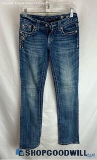 Miss Me Women's Weathered Blue Low-Rise Straight Jeans - Sz 26x33