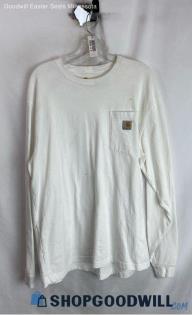 Carhartt Men's White Cotton Long Sleeve Shirt - Sz L