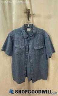 Columbia Men's Blue Short Sleeve Chambray Button up Shirt - Sz M