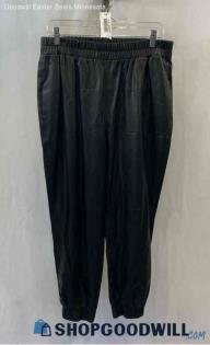 Zara Men's Black High-Waisted Cuffed Ankle Vented Faux Leather Pants - Sz L