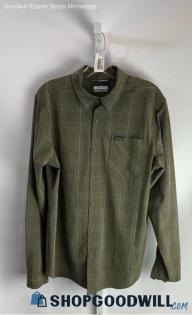 Columbia Men's Dark Green Button Up T-shirt - Sz M