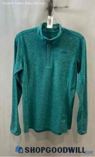 The North Face Women's Heather Blue 1/4 Zip Tech Sweater - Sz M