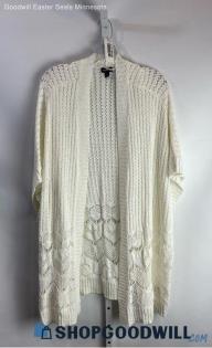 Torrid Women's White Knitted Short Sleeve Cardigan Sweater - Sz 3