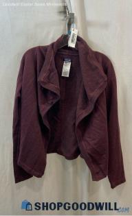 Patagonia Women's Maroon Heathered Cropped Open Sweater - Sz M