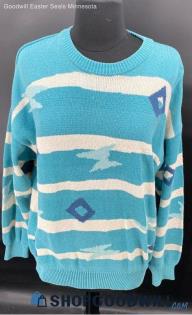 Claiborne Women's Blue/White LS Pull-over sweater - Sz L