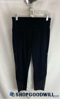 Athleta Women's Black Mesh Side Cut-Out Moto Capri Leggings - Sz M