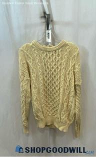 Emerald Design Women's VTG Cream Loose Cable Knit Pullover Sweater - Sz M