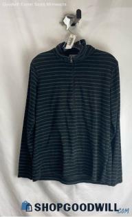 Columbia Women's Black/Gray Stripe 1/2 Zip Fleece Sweater - Sz L