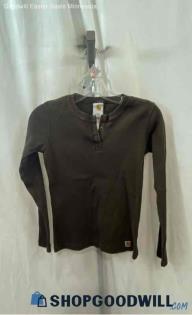 Carhartt Women's Brown Long Sleeve Quarter Button Shirt - Sz XS