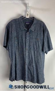 Patagonia Men's Blue Button Up Polo Shirt - Sz 2X