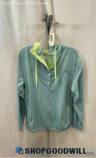 Columbia Women's Pale Blue Ripstop PFG Lightweight Henley Active Hoodie - Sz S