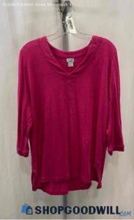 Chico's Women's Heathered Pink V-neck Shirt - Sz L